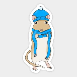 Golden Gerbil winter hat, scarf and mittens Sticker